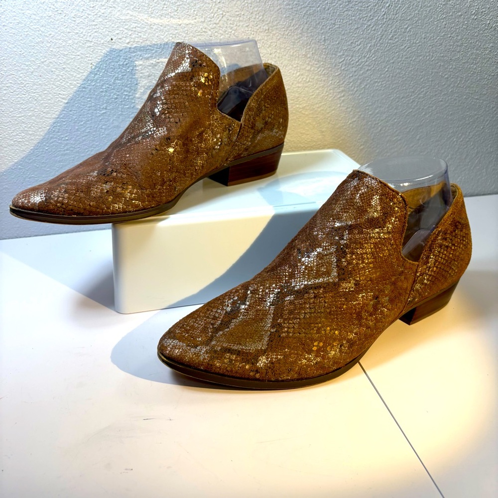 Naturalizer Belinda Leather Metallic Snake Slip On Bootie size 7W